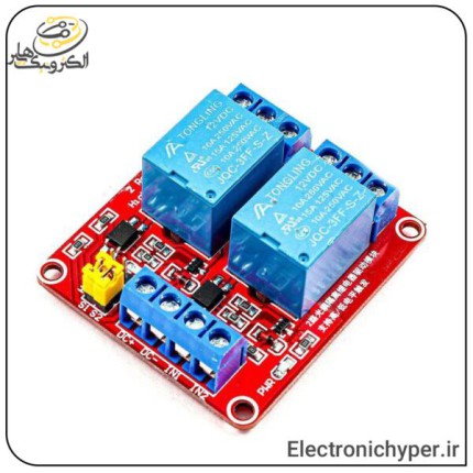 ماژول رله 2 کانال 12 ولت (برد قرمز)